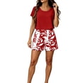 thumbnail image 6 of Enjoytime Summer Outfits for Women Solid Short Sleeve Tops with Print Shorts 2 Piece Sets Business Casual Travel Matching Clothing, 6 of 6
