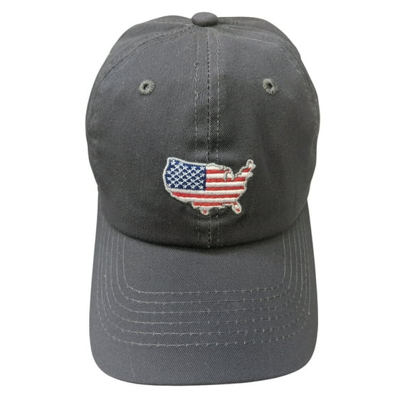 US Mini Flag Map Charcoal Cotton Baseball Cap