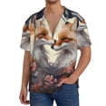 thumbnail image 2 of Disketp Men's Hawaiian Romantic Flower Fox Print Shirts Button Down Holiday Beach Shirts-Small, 2 of 5