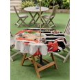 thumbnail image 3 of Outdoor Tablecloth with Umbrella Hole and Zipper, Red Striped Christmas Round Table Cloth 54 Inch Waterproof Tablecloth, Santa Xmas Snowflake Farmhouse Picnic Table Cover for Patio Camping, 3 of 7