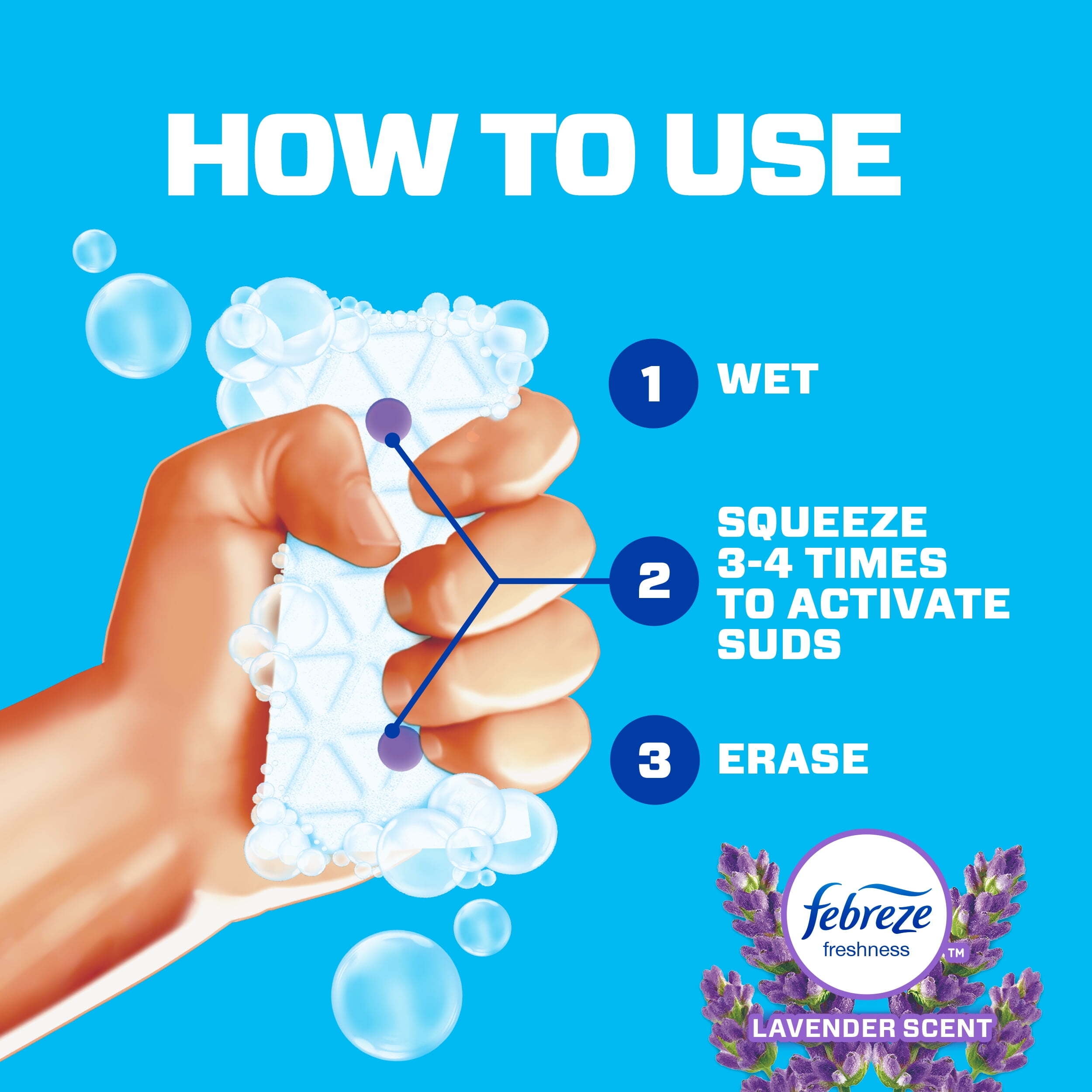 Mr. Clean Magic Eraser Bath with Febreze Lavender Scent, Cleaning Pads with Durafoam, 10 Ct