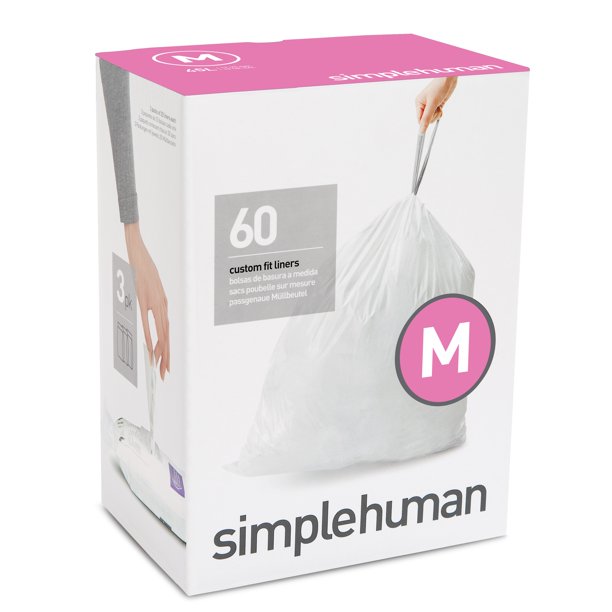 simplehuman Code M Custom Fit Drawstring Trash Bags, 45 Liter / 12