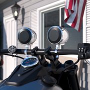 GoHawk TN4-R 4 Waterproof Motorcycle Bluetooth Speakers Stereo Amplifier Audio System Harley Touring Cruiser ATV 4-Wheeler FM Radio Chrome