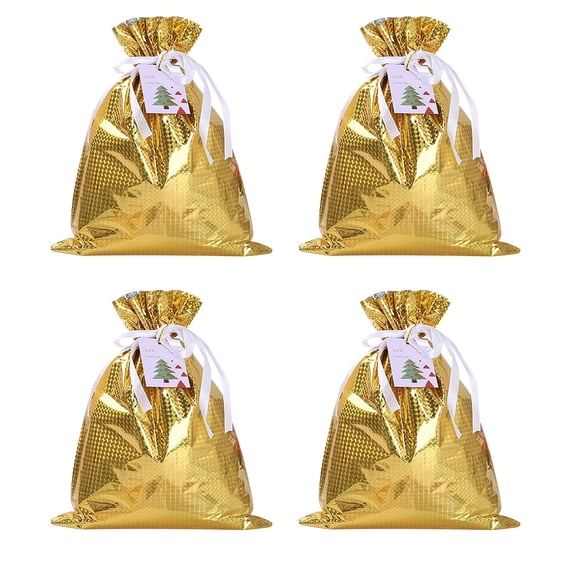 Dengmore Christmas Gift Bag Drawstring Gift Bag Christmas Aluminum Foil Bag Christmas Gift Bag