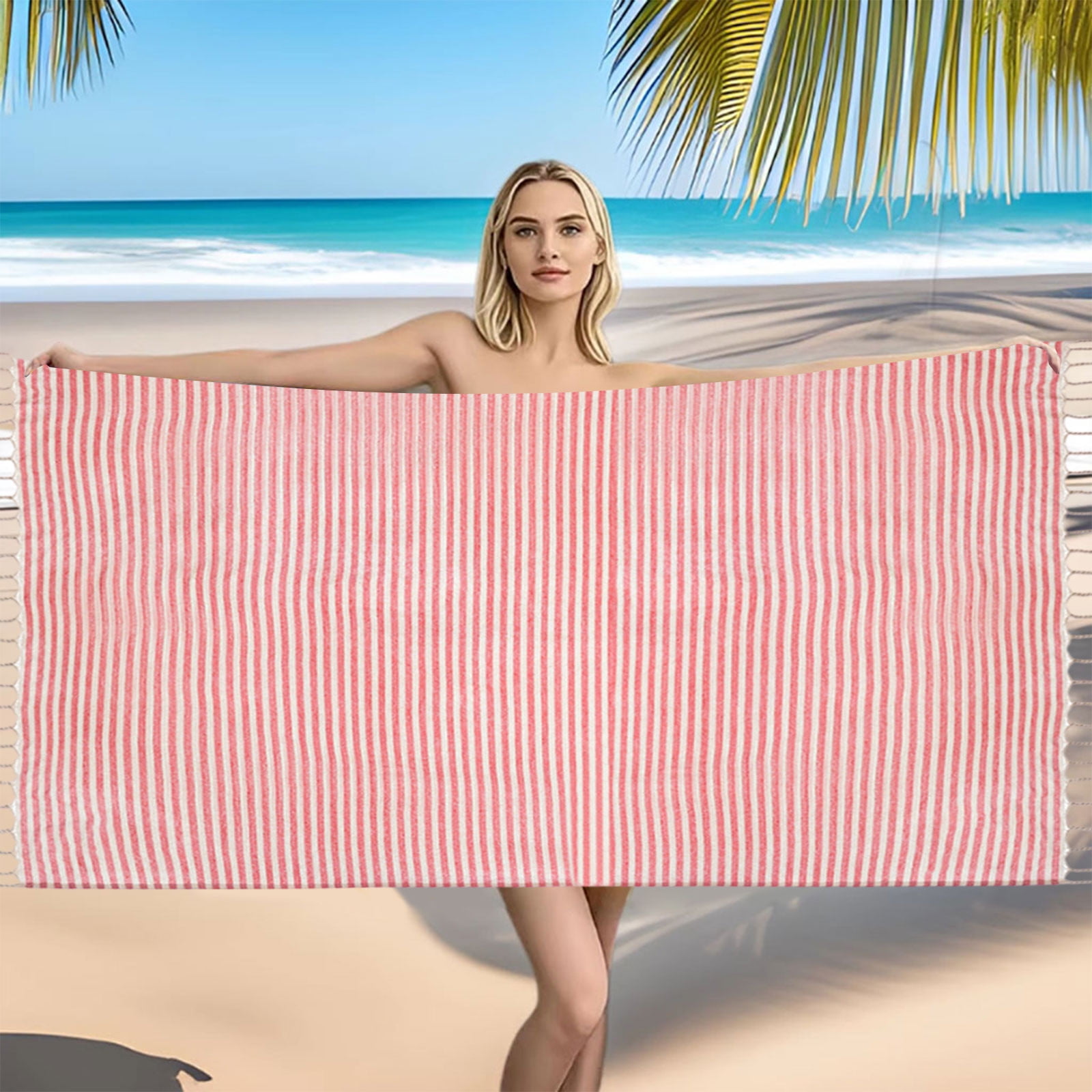 2-in-1 Foldable Beach Towel Backpack – Printed Bath Towel with Built-in Storage, Convertible Beach Mat & Carry Bag, Absorbent for Pool, Camping, Yoga and Travel