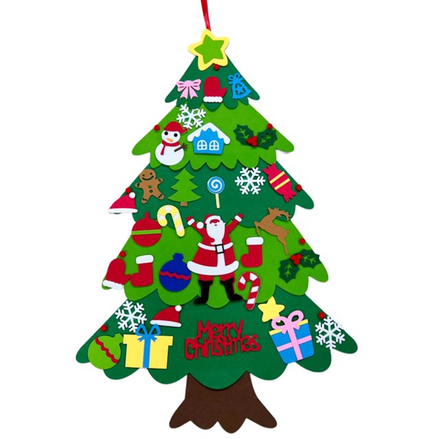 Árbol de Navidad de fieltro DIY, adornos navideños para el hogar, adorno navideño, regalos de Navidad, Papá Noel, árbol de Año Nuevo 2023
