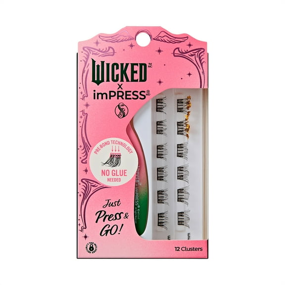 WICKED X imPRESS Self Adhesive Eyelashes, Magic Unleashed, 8mm-10mm, 12 Lash Clusters