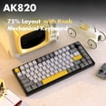 thumbnail image 2 of AJAZZ AK820 Mechanical Keyboard with CNC Knob Control, 75% ANSI Layout, 81Keys Gasket Mount Wired Gaming Keyboard, 5 Sound Absorbing Foam Hot-swap for PC, MAC, 2 of 12