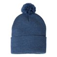 thumbnail image 2 of Sportsman - Pom-Pom 12" Knit Beanie - SP15 - Heather Dark Royal - Size: One Size, 2 of 4