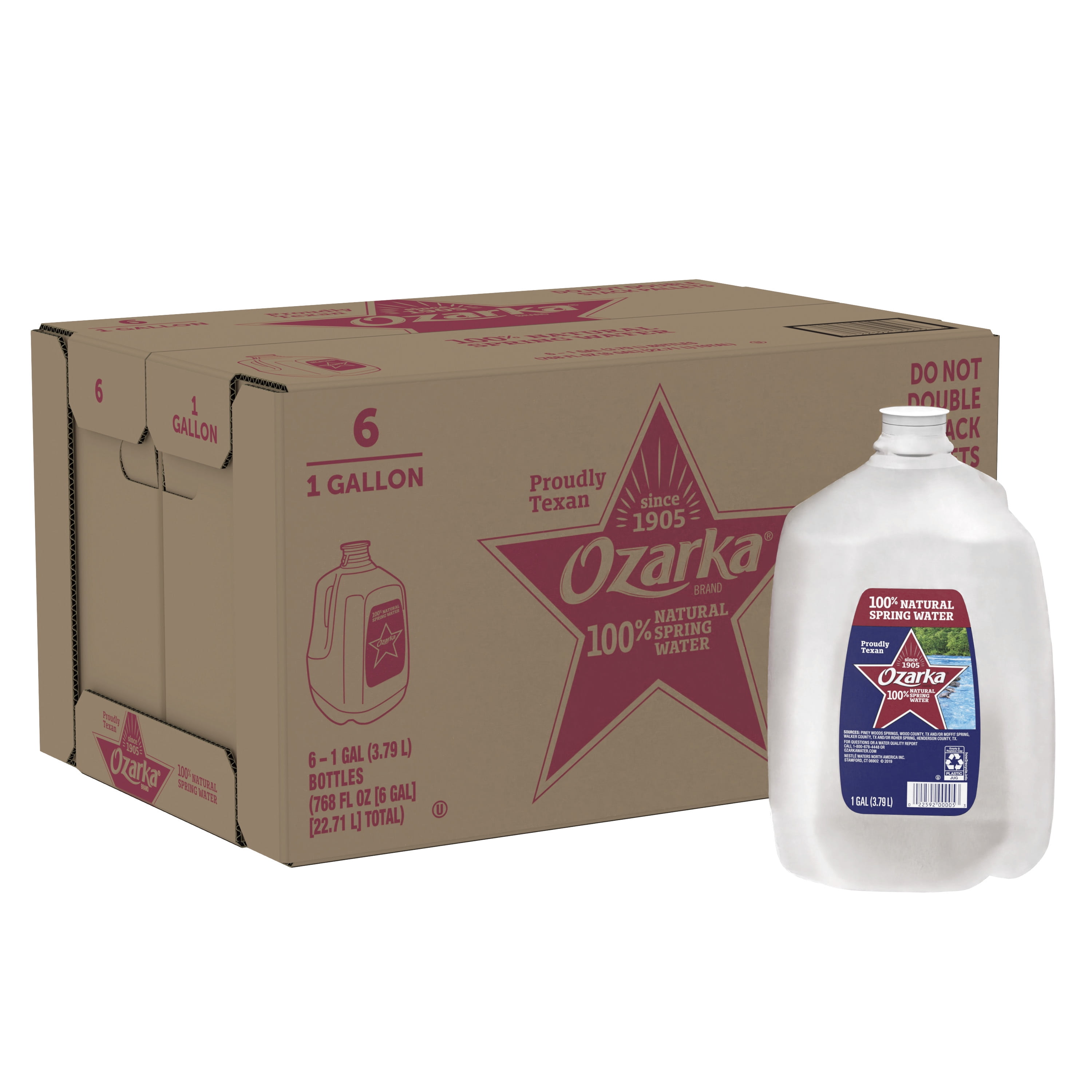OZARKA Brand 100 Natural Spring Water, 1gallon plastic jugs (Pack of