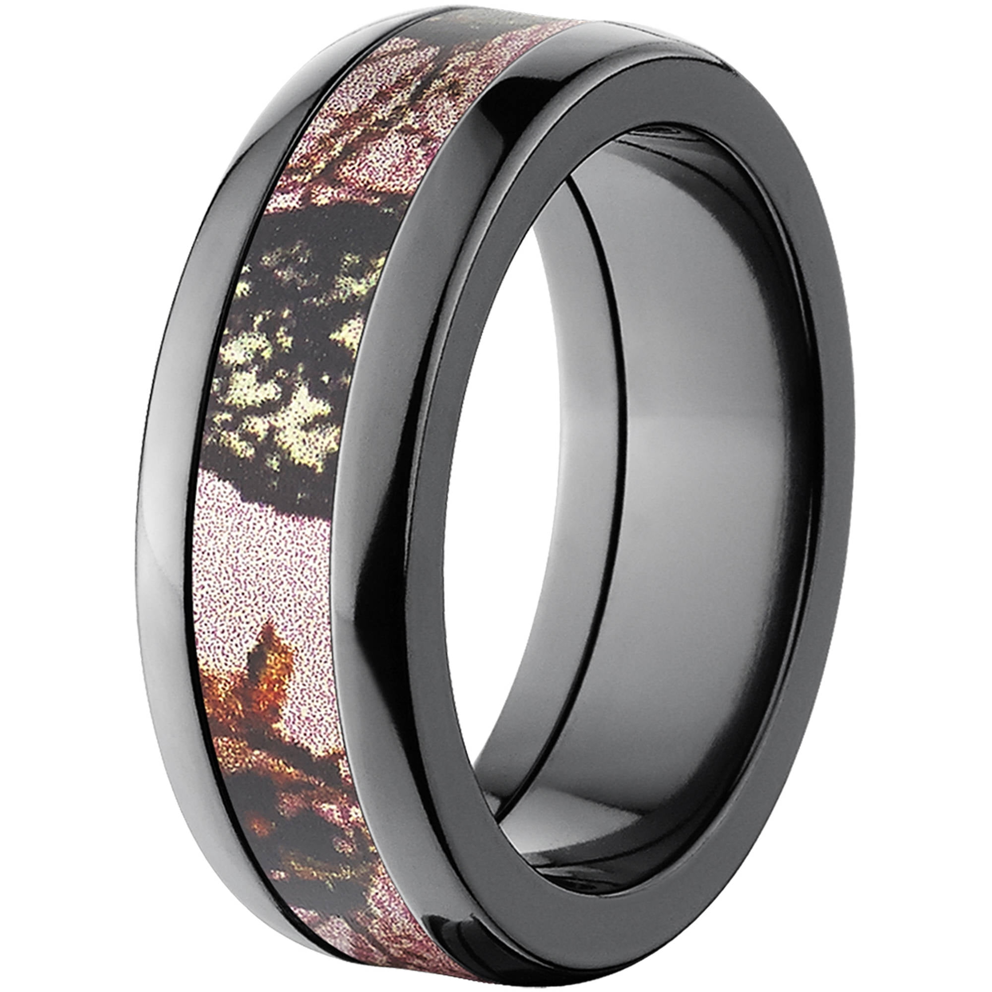Pink Break Up Women's Camo 5mm Black Zirconium Band with Polished Edges and Deluxe Comfort Fit