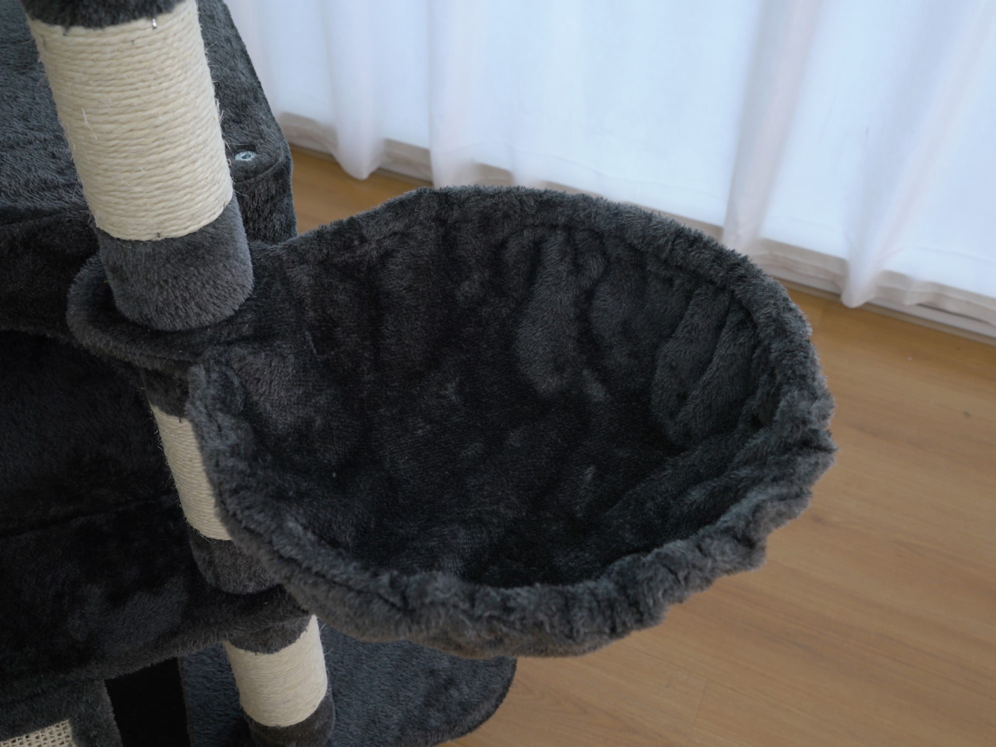 Vibrant Life Heavy Duty 8-Level 66" Cat Tree with Scratching Ramp, Two Condos and Hammocks, Dark Gray