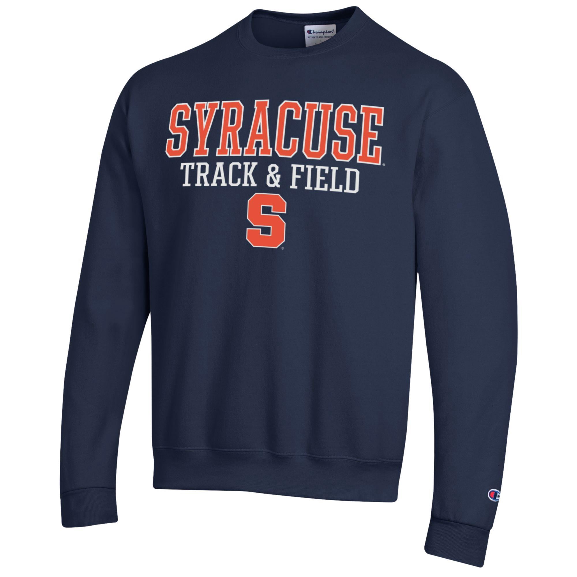 Men's Champion  Navy Syracuse Orange Track & Field Stack Powerblend Pullover Sweatshirt