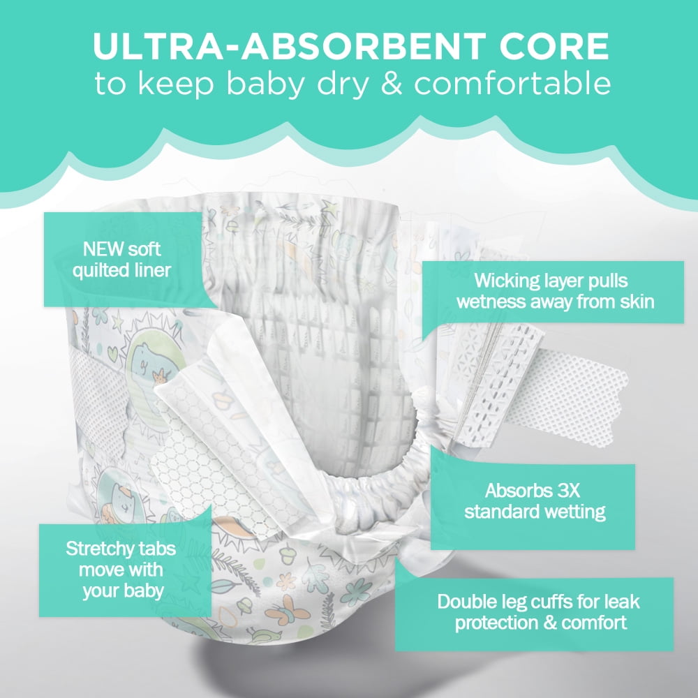 Seventh Generation Baby Diapers, Free & Clear, Size 2, 12-18 lbs, 96 Diapers (Value Pack)