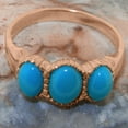 thumbnail image 5 of LBG British Made 18k Rose Gold Natural Turquoise Womens Statement Ring - 33 size options - Size 9.25, 5 of 7