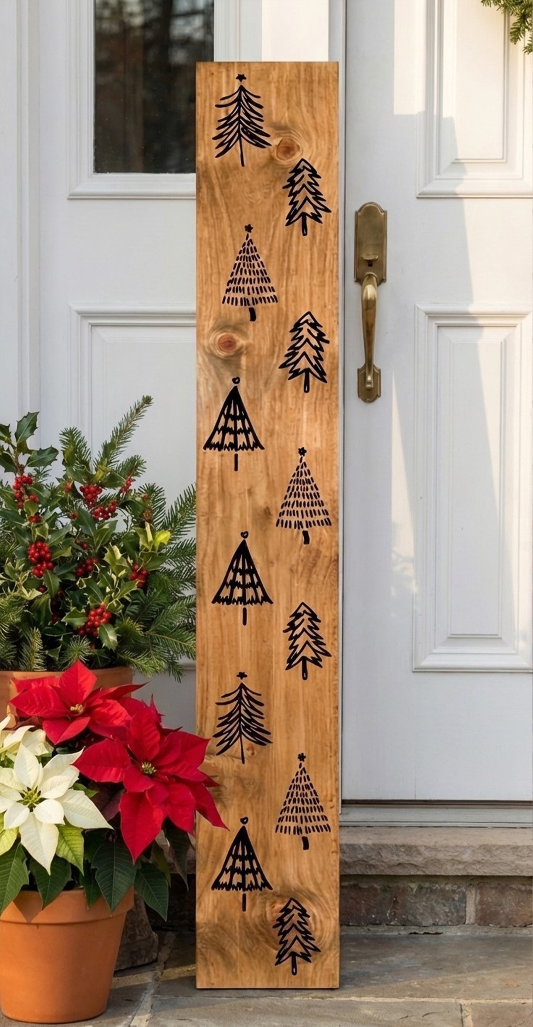 Calloway Mills 118034707 Christmas Tree Farm Black Porch Leaner 47" x 7.25"