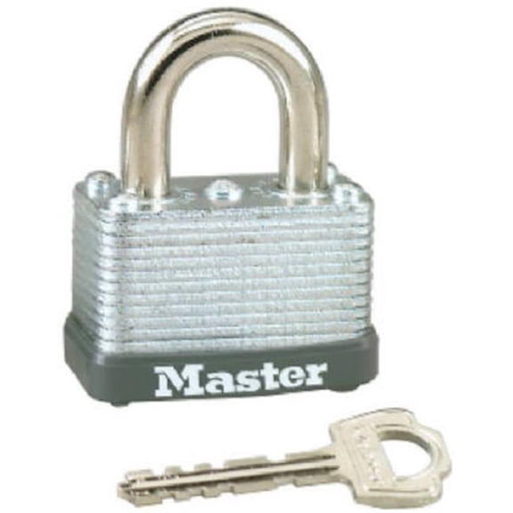 Master Lock MLK22D 5/8 in Shackle Length, 1-1/2 in Wide Steel Nickel-Plated Laminated 1 Piece 1 Pack