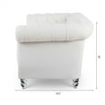 thumbnail image 4 of 3 Seater Sofa Couch, 84" Rolled Arm Three Seater Sofa Button Tufted Couch with Channel Tufted Seat Back, Upholstered Sofa Chesterfield Polyester Faux Settee for Living Room, White, 4 of 7