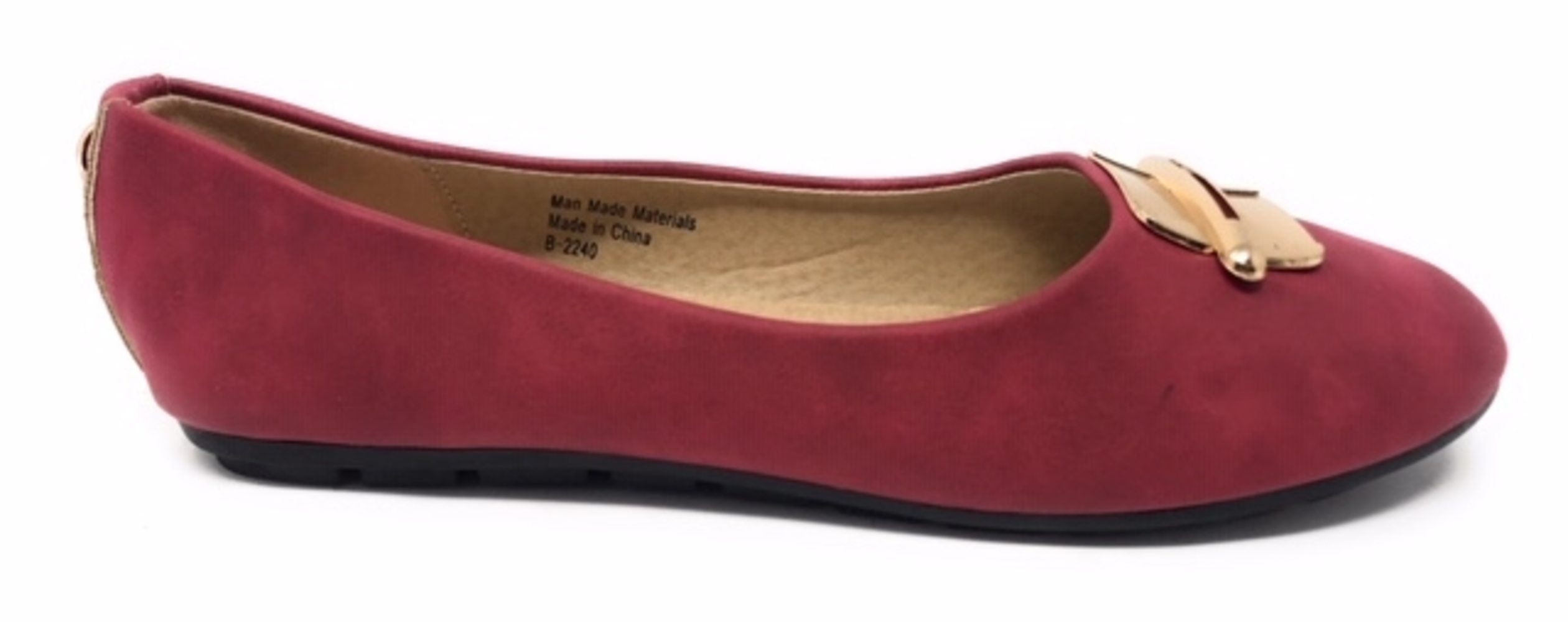 Victoria K Women's Soft Textured Material With Gold Design Emblem Ballet Flats