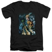 Justice League Aquaman #1 S/S Adult V-Neck T-Shirt Black