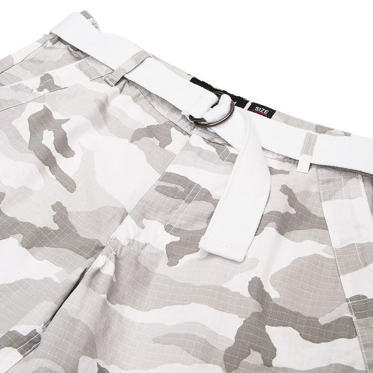 Ecko Unltd. Cargo Shorts for Men Big and Tall - Mens Cargo Shorts with Belt - Twill Shorts by Ecko Gripper White Camo 46, Men's, Size: 3XL