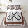 thumbnail image 2 of Manfei Fishing Hooks Twin Bedding Sets 7pcs, Vintage Farmhouse Lake House Bedding Comforter Set, Gray Barn Door Sheet Sets, Ultra Soft Home Decor, 2 of 8