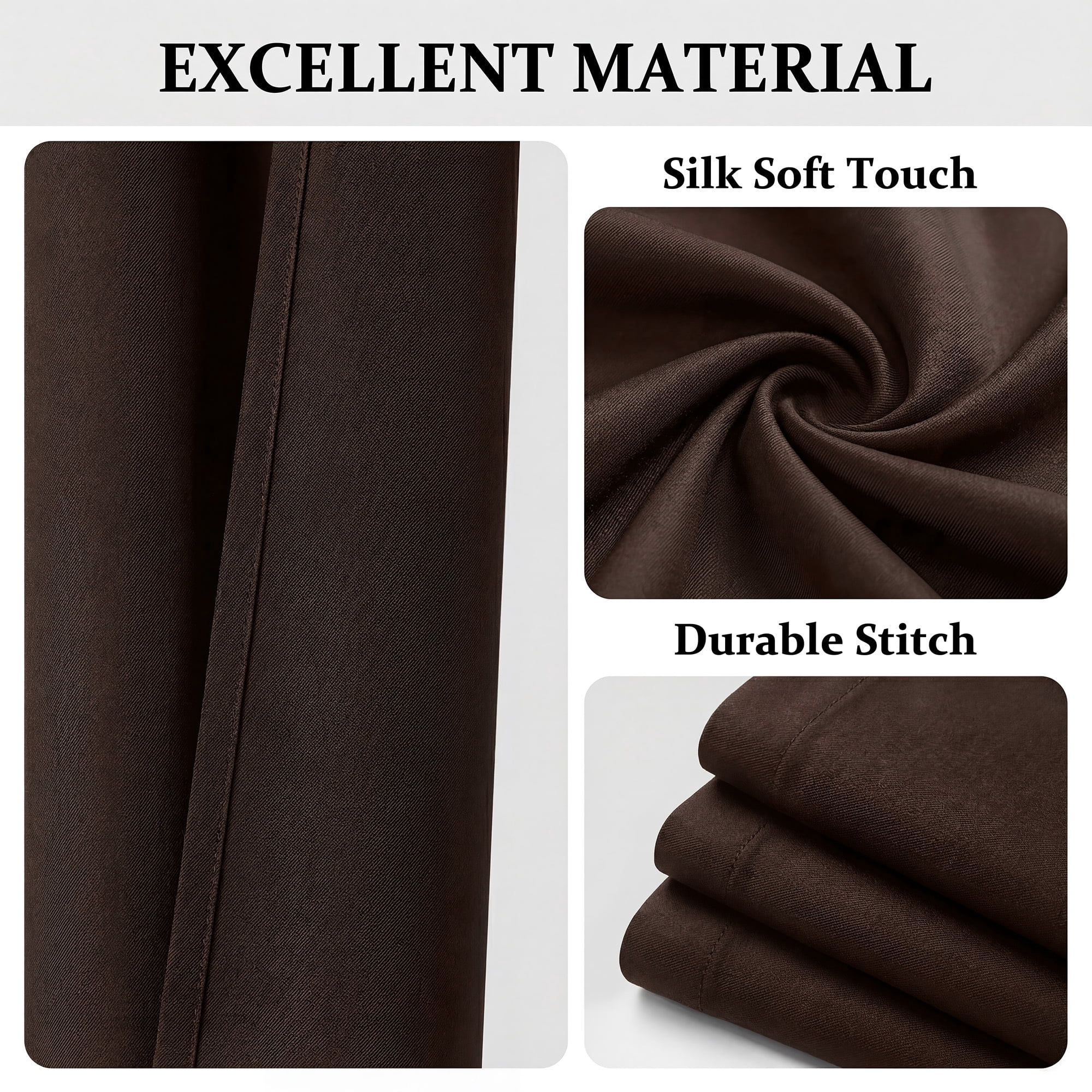 XUEYU Blackout Curtains 2 Panels, 100% Full Light Blocking Window Curtains, Grommet Energy Efficient Drapes for Bedroom Living Room, 42x84 Inch, Brown