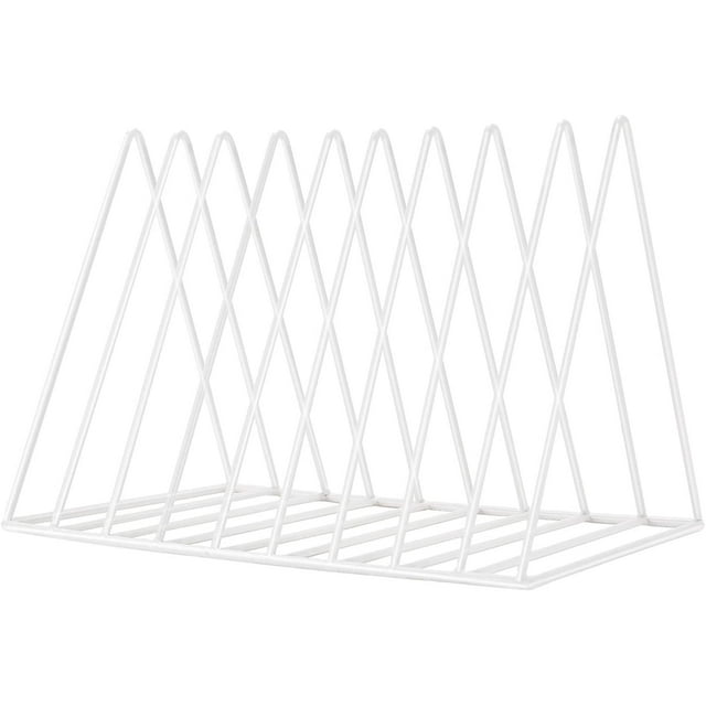 9 Slot Rose Gold Magazine Holder,Desktop File Sorter Organizer Triangle Bookshelf Decor Home Office