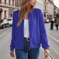 thumbnail image 2 of Waffle Zip Up Shirts for Women Dressy V Neck Shacket Jacket Color: Blue Size: XL, 2 of 5