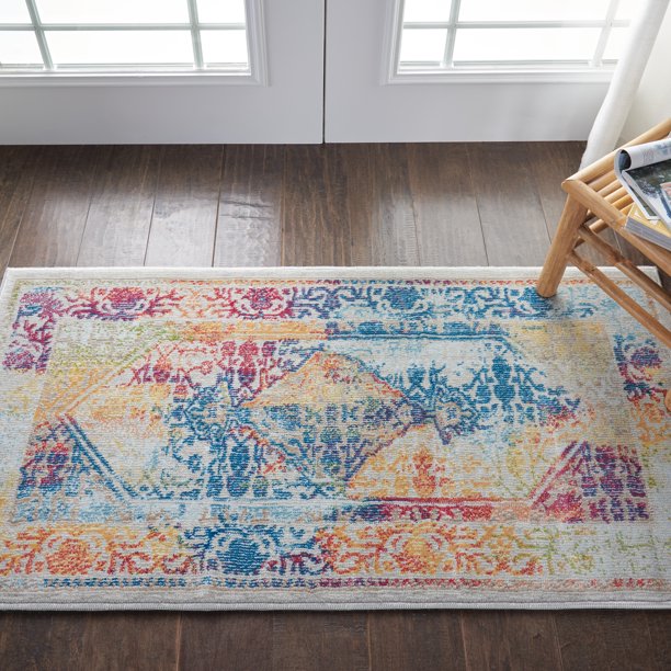 Nourison Global Vintage Persian Ivory/Multicolor 2' x 4' Area Rug, (2x4