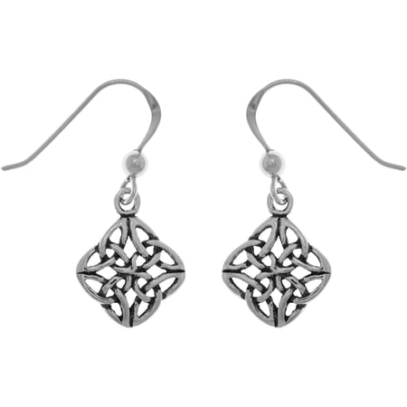 Jewelry Trends Sterling Silver Fourfold Celtic Trinity Knot Dangle Earrings