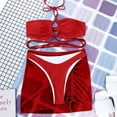 thumbnail image 6 of JoveMarine Women's Sexy Tie-Front Bikini Set Hollow Open Back Two-Piece Swimsuit with Side Ties for Summer Vacation and Beach Pool Party Red L, 6 of 7