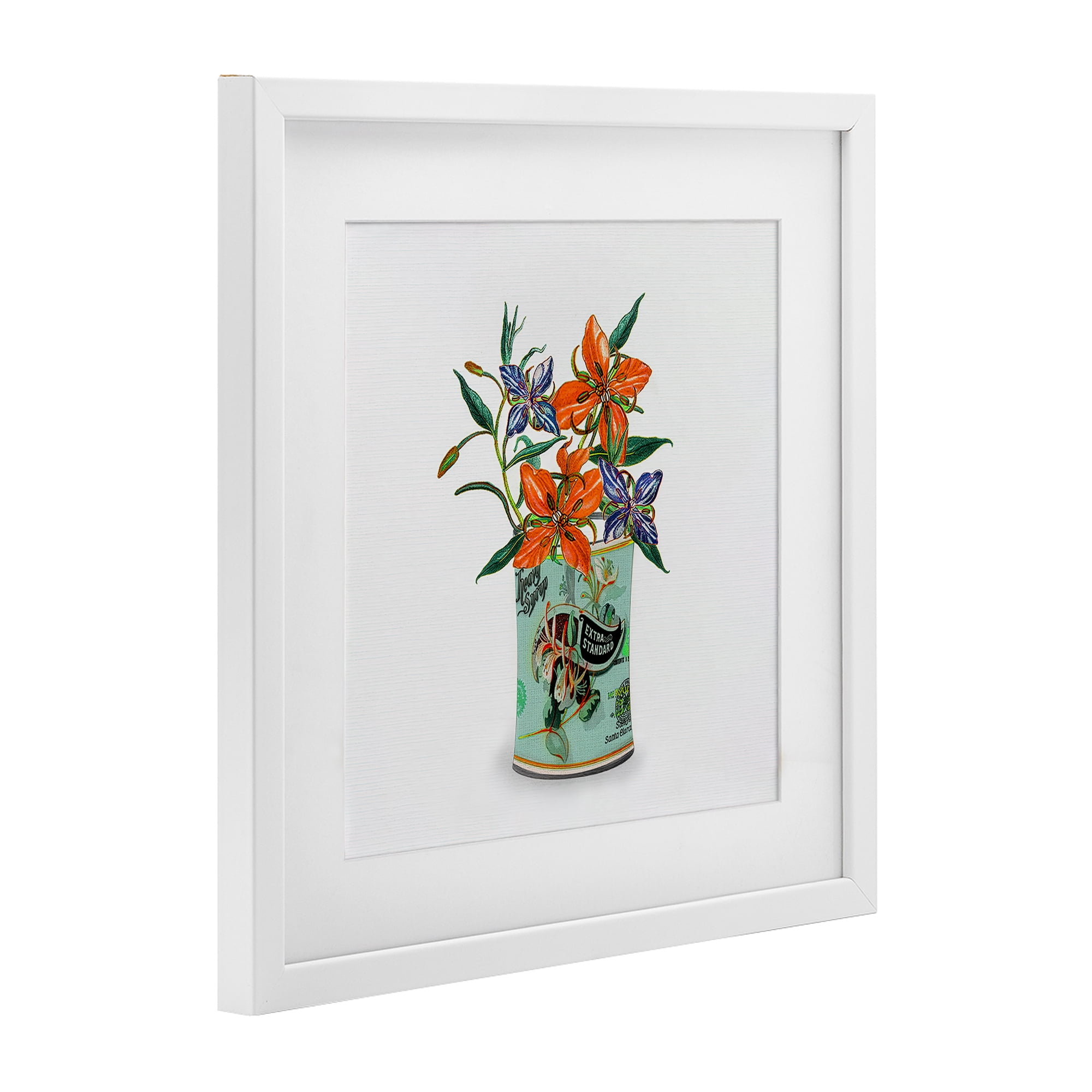 Stupell Industries Lilies in Retro Tin White Framed Print Under Glass, design by Val Rhodes