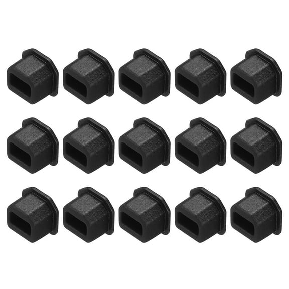 15pcs USB Type B Port Plugs Covers Caps Silicone Anti Dust Protectors for USB Female End, Black