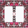 thumbnail image 6 of Metal Light Switch Plate Cover Mandala Pink Black Flower Tile Pattern MDL061, 6 of 13