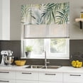 thumbnail image 4 of Palm Leaf Curtain Valances for Windows, Kitchen Valance Window Treatments Panel 2 Pack, Green Tropical Plant Summer Botanical Rod Pocket Short Curtains for Bathroom Bedroom 42 x 12 Inch, 4 of 8