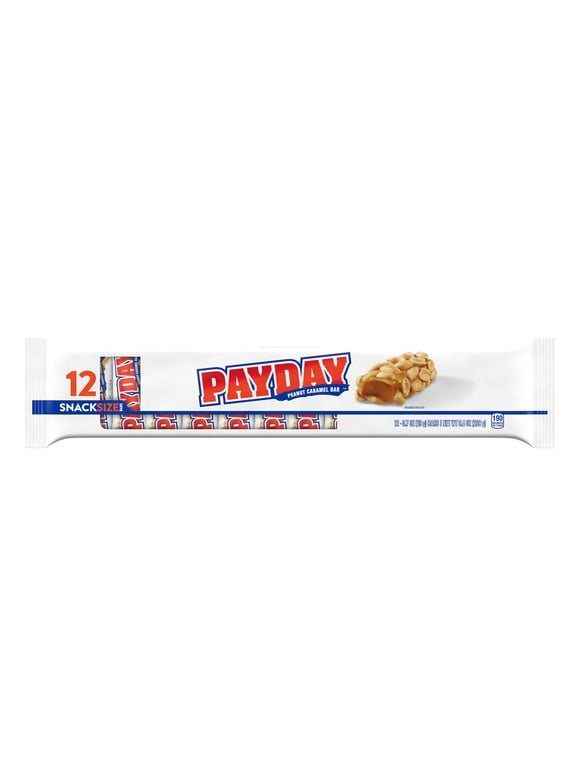 Payday Peanut Caramel Snack Size Candy, Bars 0.7 oz, 12 Count