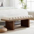 thumbnail image 6 of 47" Modern Bed Bench, Dining Bench with Natural Legs, Upholstered Linen Bench End of Bed Stool for Bedroom, Living Room, Entryway, Beige, 6 of 6