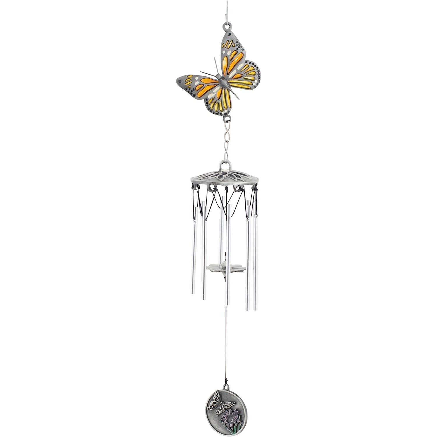 HElectQRIN A Butterfly Kiss Silver Tone 12 Inch Metal Outdoor Garden