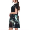 thumbnail image 2 of Balery Wave Ocean Animal Shark Vestidos sueltos de manga corta para mujer, vestidos de verano 2025, vestidos casuales de corte A con vuelo., 2 of 6