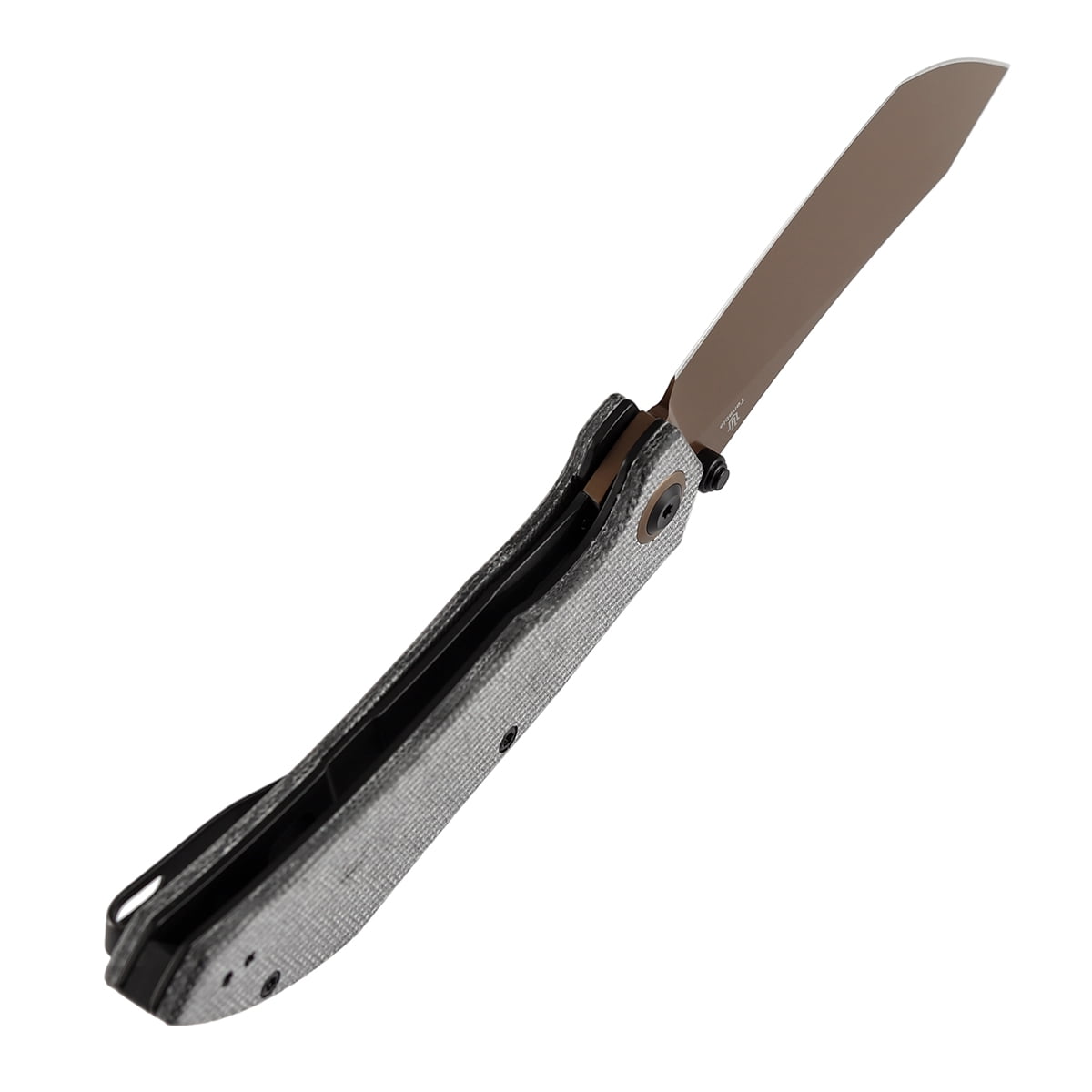 Tenable Tipper Folding Pocket Knife 3.39'' Rose Gold Nitro V Blade,Black Micarta Handle,B1079A1