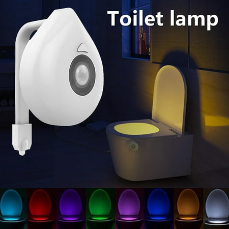

Pluokvzr Toilet Night Light Motion Activated LED Toilet Light 8 Colors Changing Toilet Bowl Light with Motion Detection Sensor for Bathroom Washroom Battery Not Included White