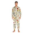 thumbnail image 3 of FORMRS Onesies Pajama for Adults Unisex Hoodie Winter Jumpsuit One Piece Sleepwear, Sizes S-2XL, Beige Floral, 3 of 7