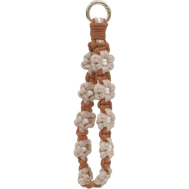 LAICAIW Boho Macrame Keychain Wristlet Keychain Weave Exquisite Keyring Holder Bracelet Handmade Wrist Lanyard for Women