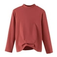 thumbnail image 2 of Sevevn Women's Fashion Casual Round Neck Internal Construction Solid Color Shirt Long Sleeve Top Red XXXXL Summer Clearance, 2 of 7