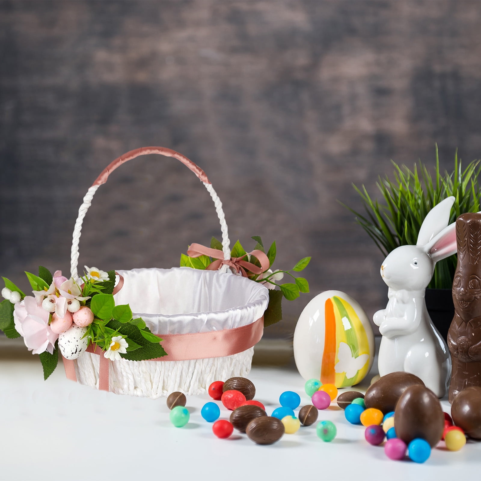 Easter Basket Decoration Portable Easter Flower Basket Home Decoration Simulation Decorative Flower Basket Western Wedding Flower Basket