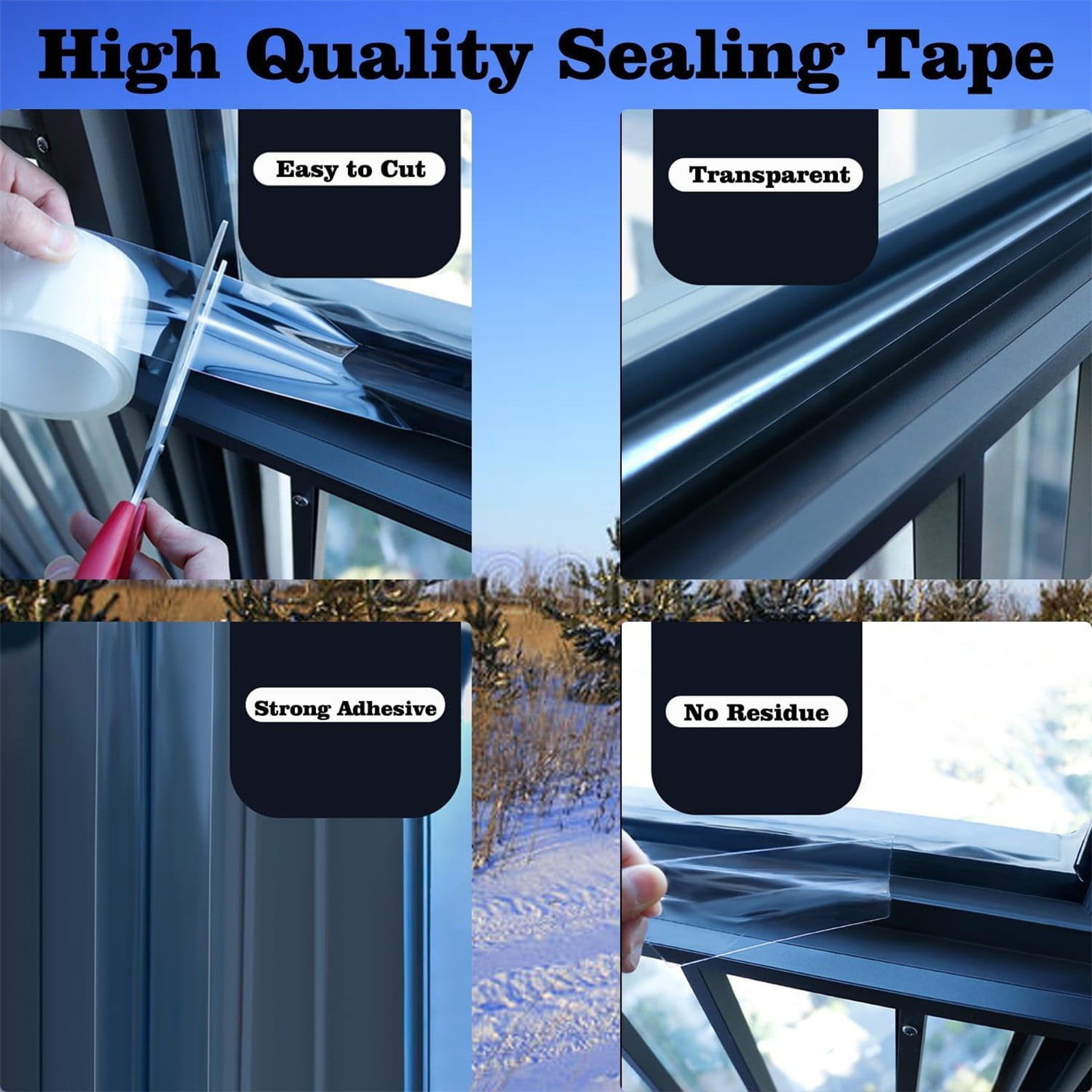 1x Waterproof Window Weather Sealing Tape,No Residue Window Insulation for Winter,Weather Resistant,Airtight Insulation Tape That Blocks Drafts,Ideal for Winter Seal & Summer Cold Air Loss Prevention