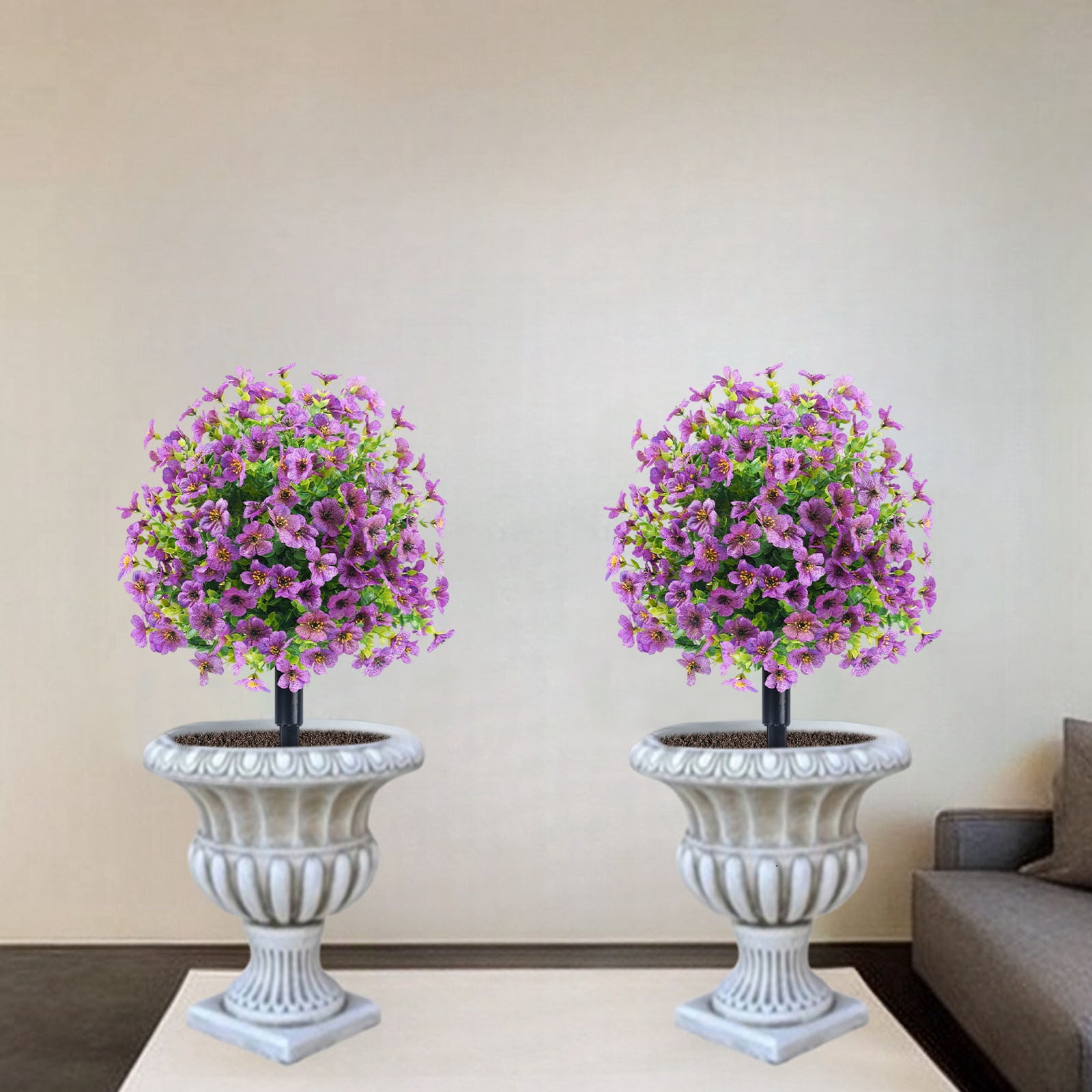 Twfbrm Artificial Flowers with Ground Spikes for Outdoor , UV Resistant Faux Greenery Shrubs, Realistic Artificial Plant Bushes for Spring Outdoor Porch Garden, Yard, Front Porch, Patio Decor