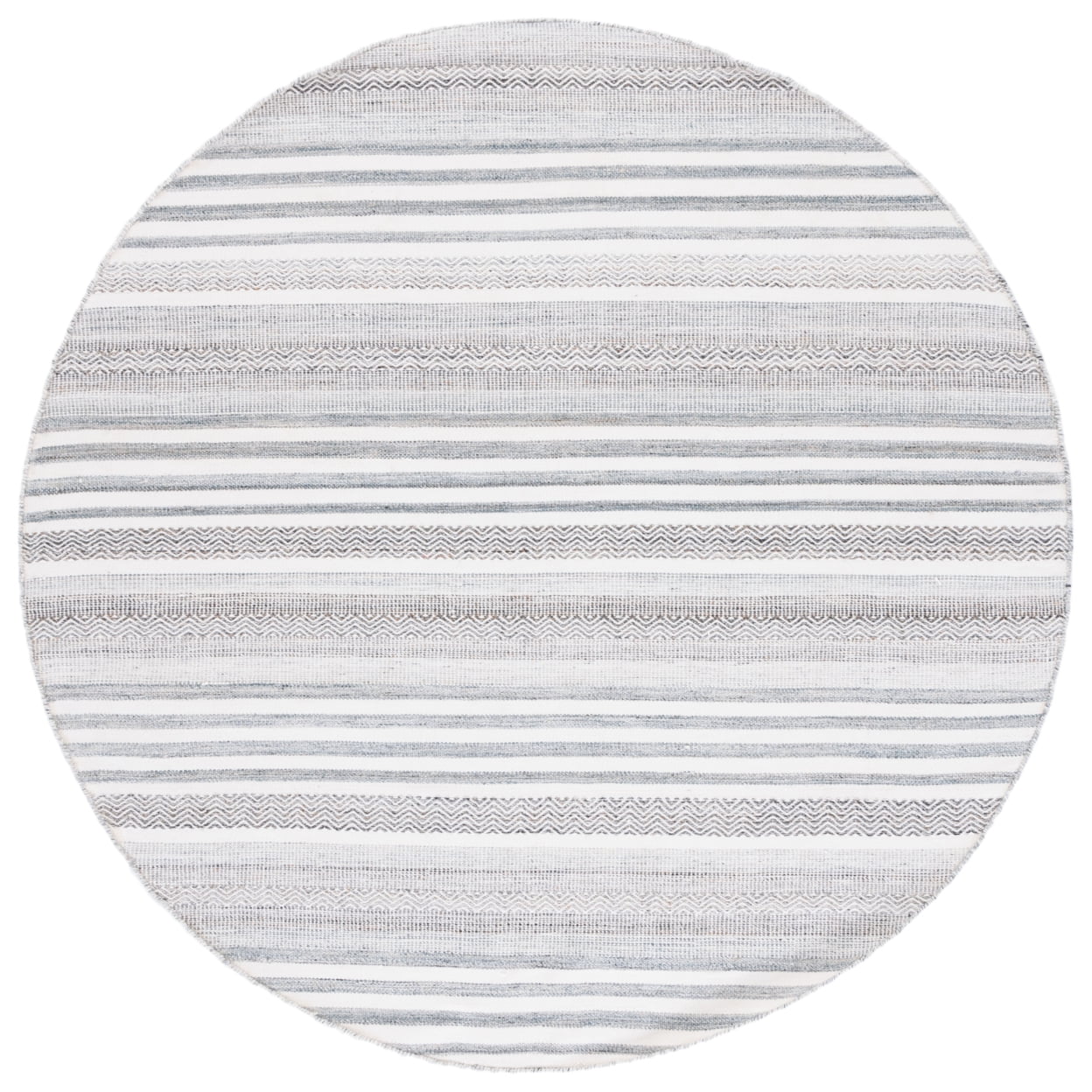SAFAVIEH Kilim Malena Striped Polyester Runner Rug, Ivory/Grey, 2'3" x 8'