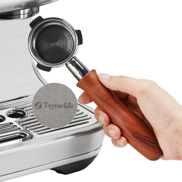 Teyearlife 54mm Bottomless Portafilter for Breville Fits Barista Express(BES870) Pro Touch Bambino Infuser Duo Temp The Espresso Accessories Made of Stainless Steel and Solid Wood